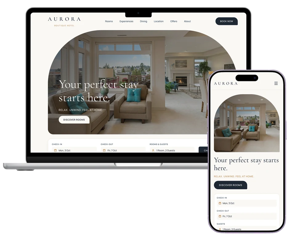 Aurora Boutique Hotel — desktop and mobile preview